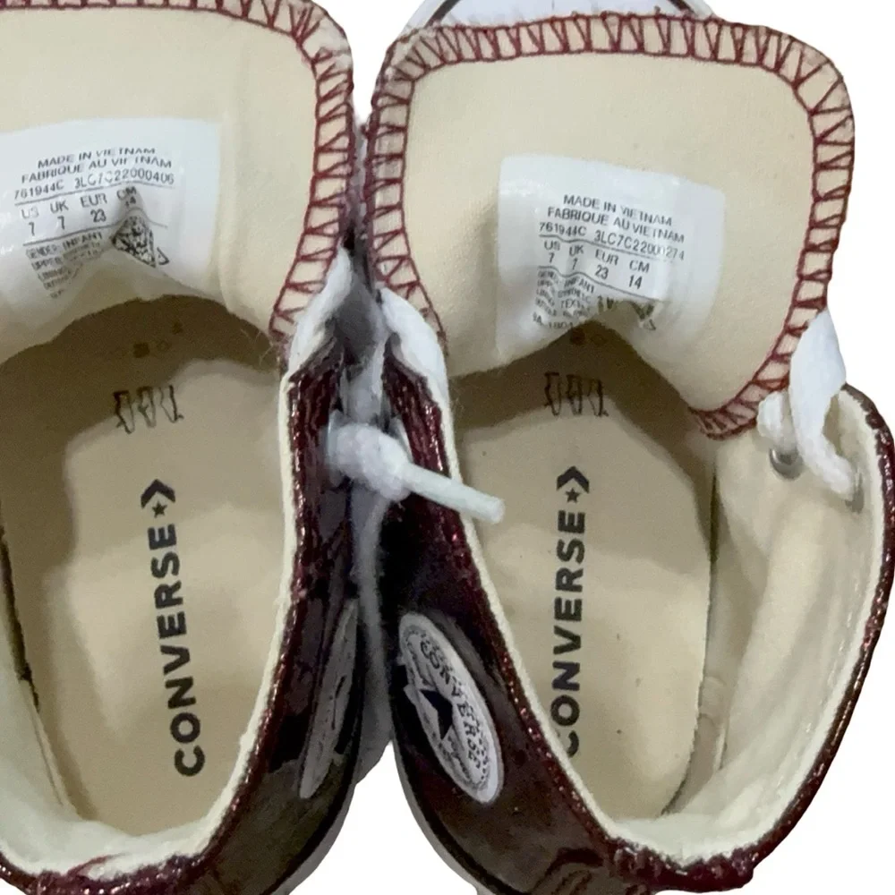 Converse Chuck Taylor All Star Glitter Burgundy Hi-Top Toddler 7 / EU 23